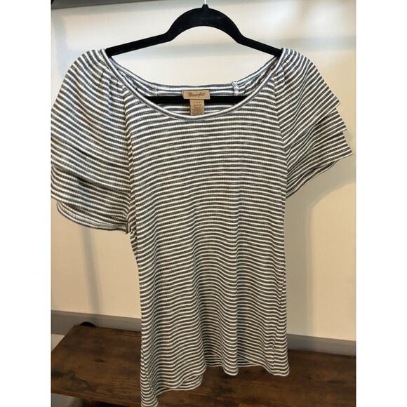 Wrangler Women’s Shirt Tee Flounce Sleeve Romantic Feminine Cottage Core Striped - Picture 1 of 3